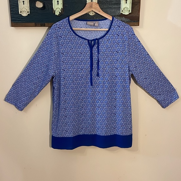 Chico’s Blue Blouse Top Size 2 Large - Picture 6 of 16